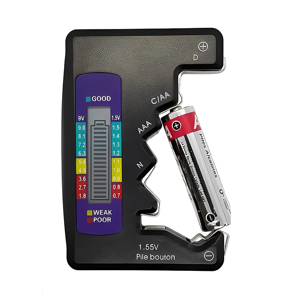Serplex Battery Tester, Universal Digital Battery Checker For AAA / AA / 9V/ C / D / N / 1.5V Button Cell Battery, Small Accurate Cell Tester, Battery Power Checker (Not For Rechargable Battery) Serplex Battery Tester, Universal Digital Battery Checker For AAA / AA / 9V/ C / D / N / 1.5V Button Cell Battery, Small Accurate Cell Tester, Battery Power Checker (Not For Rechargable Battery)